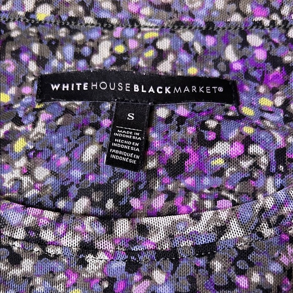White House Black Market Multi-ColorMesh Shirred Side Tee - Picture 4 of 6